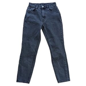 FRANK And Oak Stevie tapered fit high rise waist black wash jeans size 24 @T7